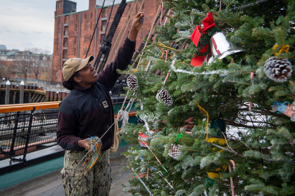 Sailors decorate USS Constitution