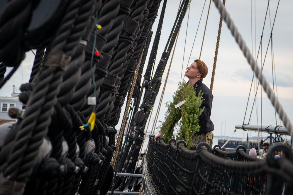 Sailors decorate USS Constitution