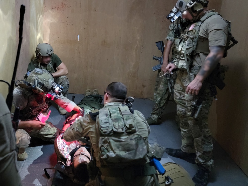 Green Berets and Pararescuemen train together for a mass casualty exercise