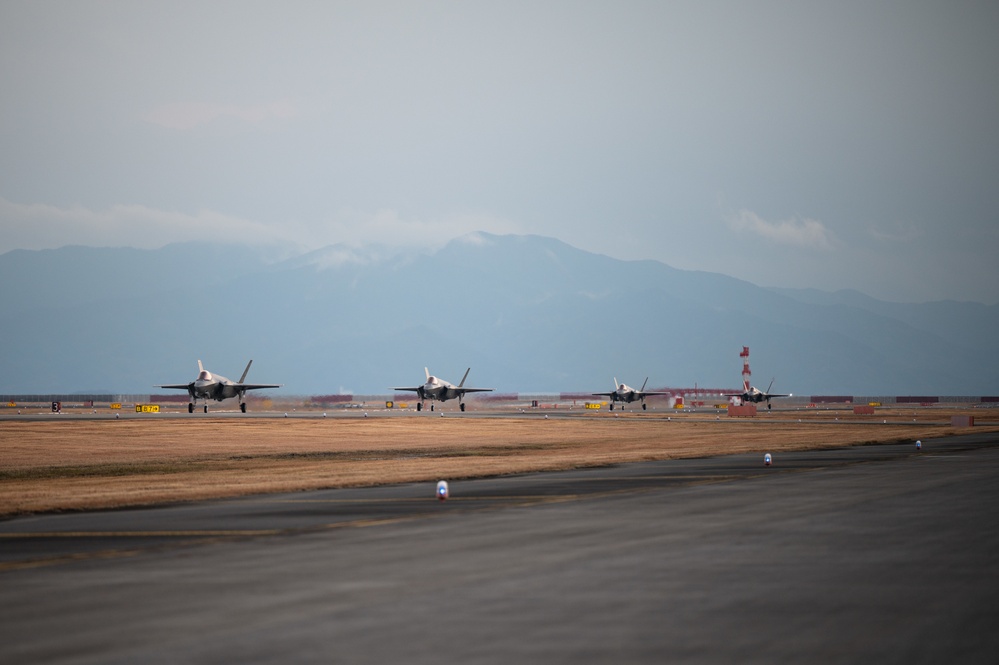 F-35A Lightning IIs from Eielson AFB arrive at Iwakuni in support of Operation Iron Dagger