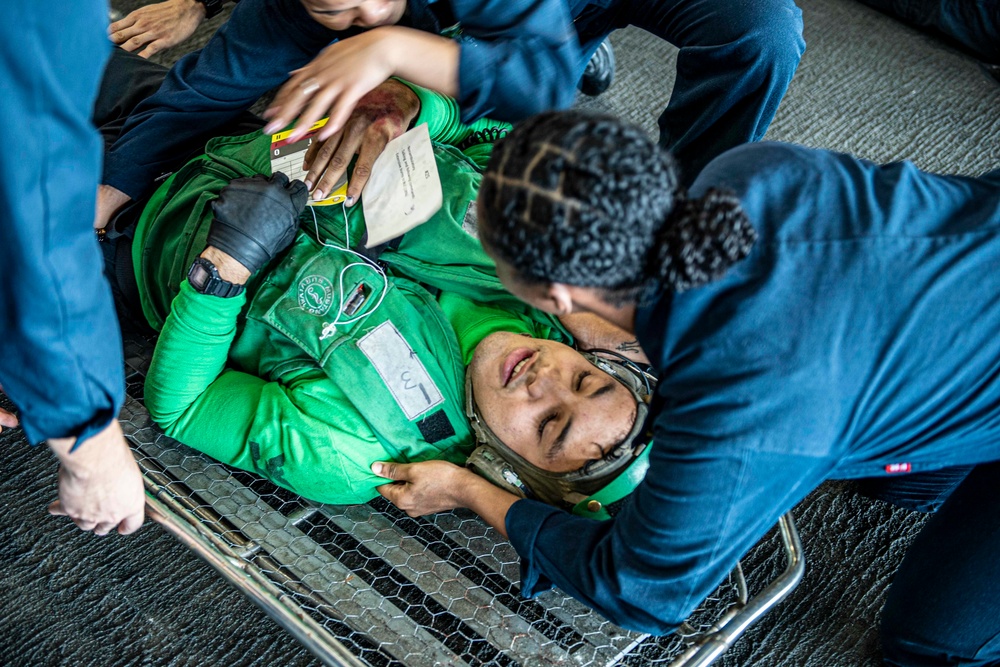 USS Carl Vinson (CVN 70) Sailors Conduct Mass Casualty Drill