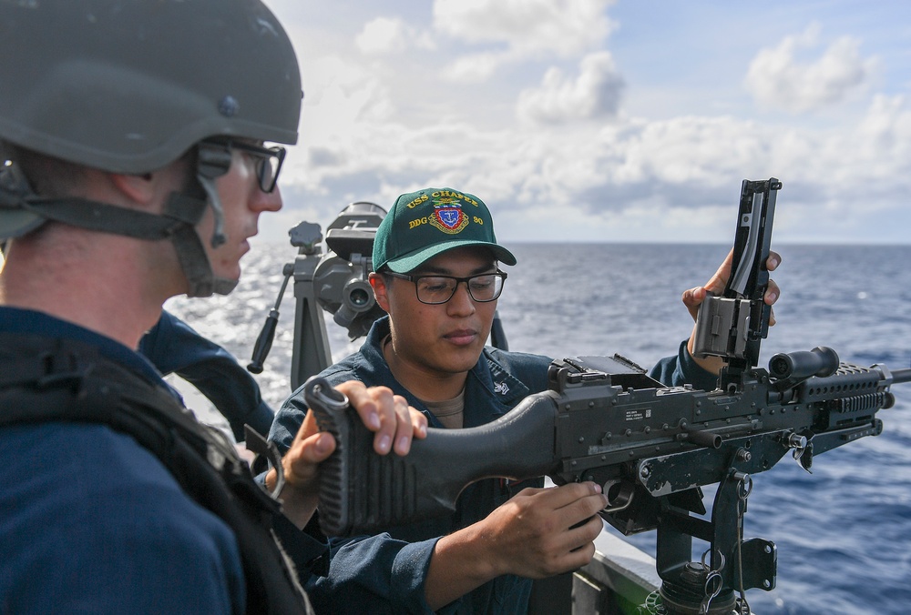 USS Chafee (DDG 90) Conducts Small Arms Operation In South China Sea