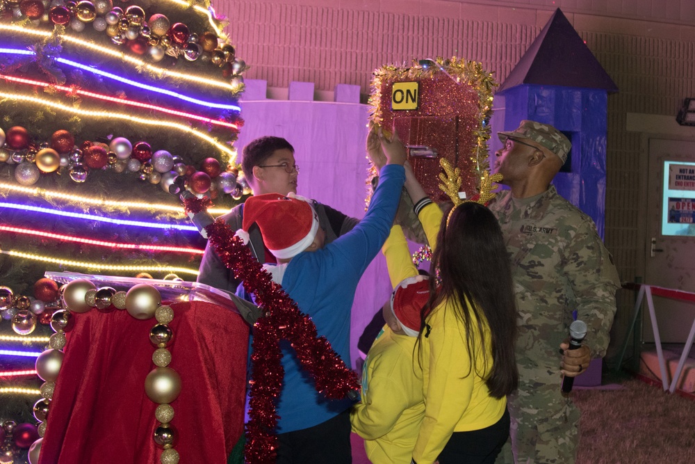 1TSC CG Celebrates Holiday Tree Lighting at Camp Arifjan