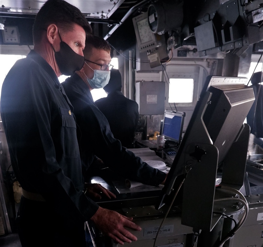 USS Lake Champlain conducts operations in the rough waters of the Philippine Sea