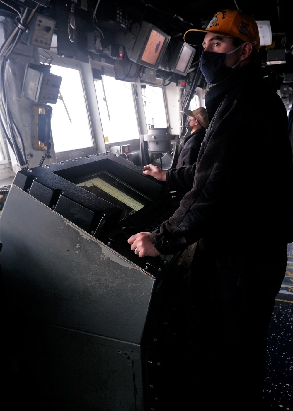 USS Lake Champlain conducts operations in the rough waters of the Philippine Sea