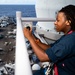 Sailors Perform Radar Maintenance Aloft Aboard USS Carl Vinson (CVN 70)