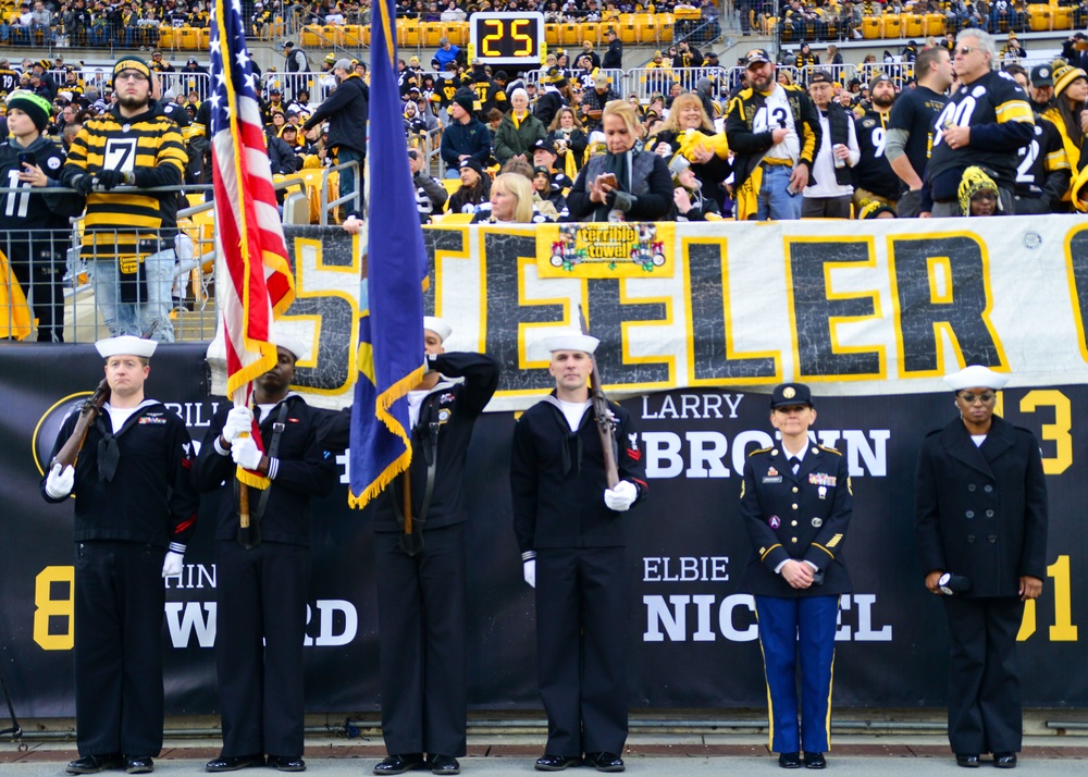 Sailor Sings National Anthem at Pittsburgh Steelers Game