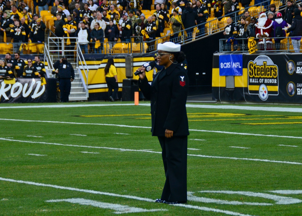 Sailor Sings National Anthem at Pittsburgh Steelers Game