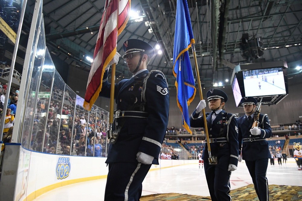 Keesler participates in Biloxi Pro Hockey pre-game festivities