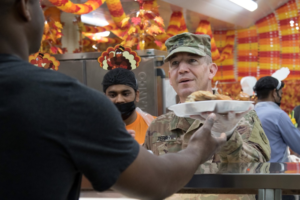 1st TSC Command Team Serve Thanksgiving Dinner at Camp Arifjan