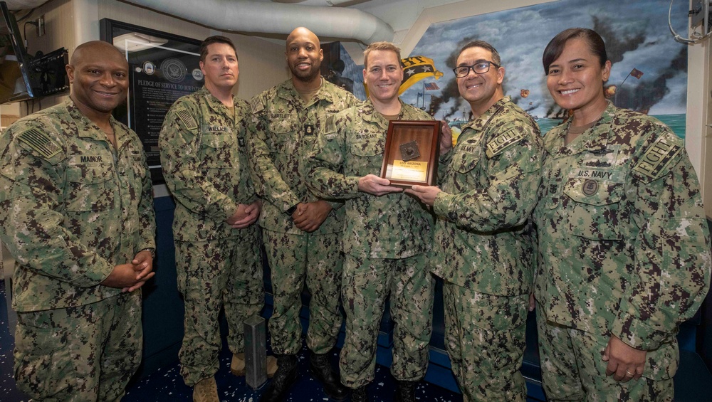 USS Dewey Receives USS Arizona Relic