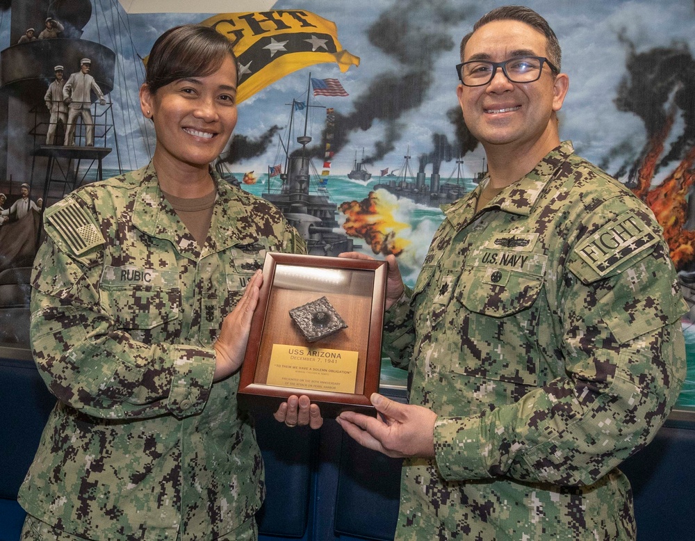 USS Dewey Receives USS Arizona Relic