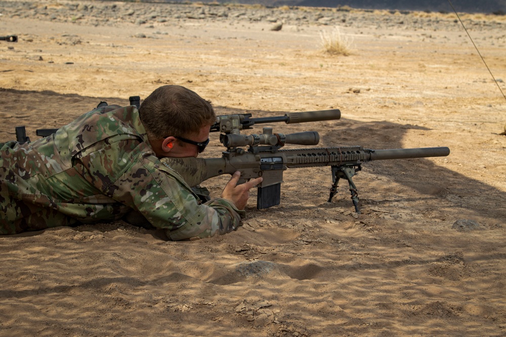Charlie Troop, 1-172nd Cavalry (Mountain) trains with French snipers in Djibouti