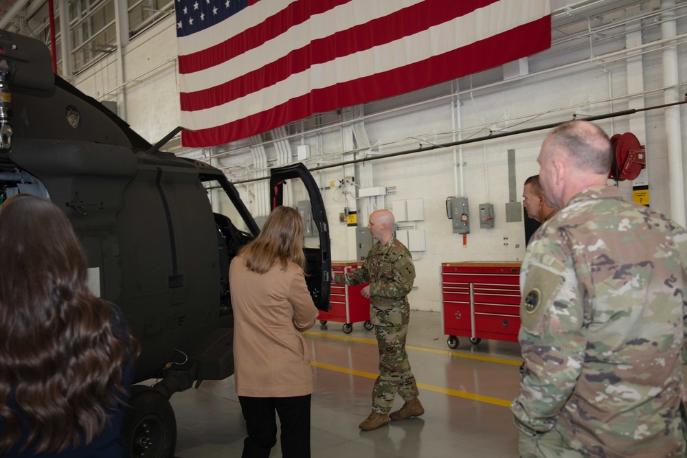 Capt. Stella gives brief in Hanger