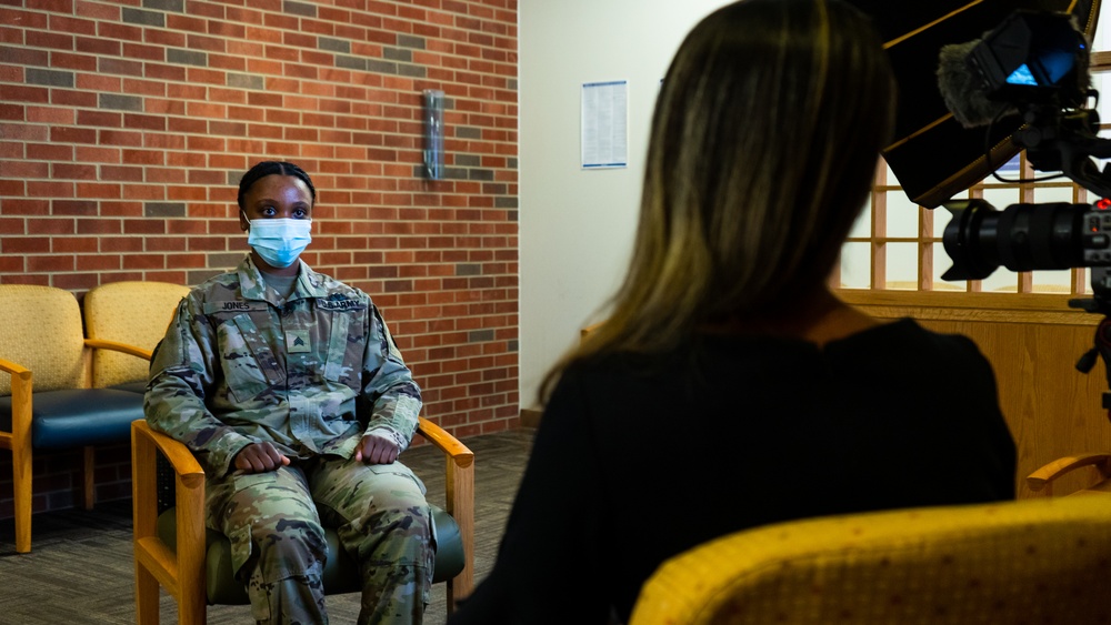 Newsy - Pentagon Press Corps Reporter Interviews U.S. Army Soldiers from the Medical Response Team in Dearborn, Michigan.