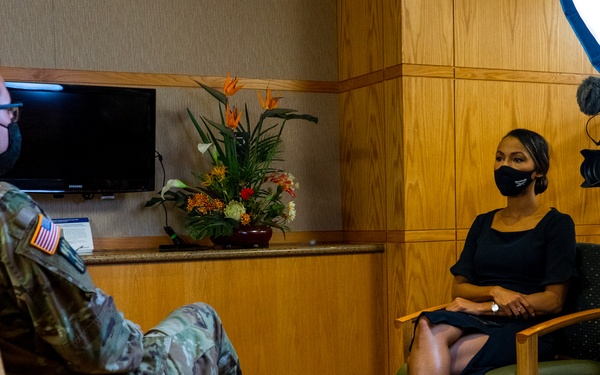 Newsy - Pentagon Press Corps Reporter Interviews U.S. Army Soldiers from the Medical Response Team in Dearborn, Michigan.