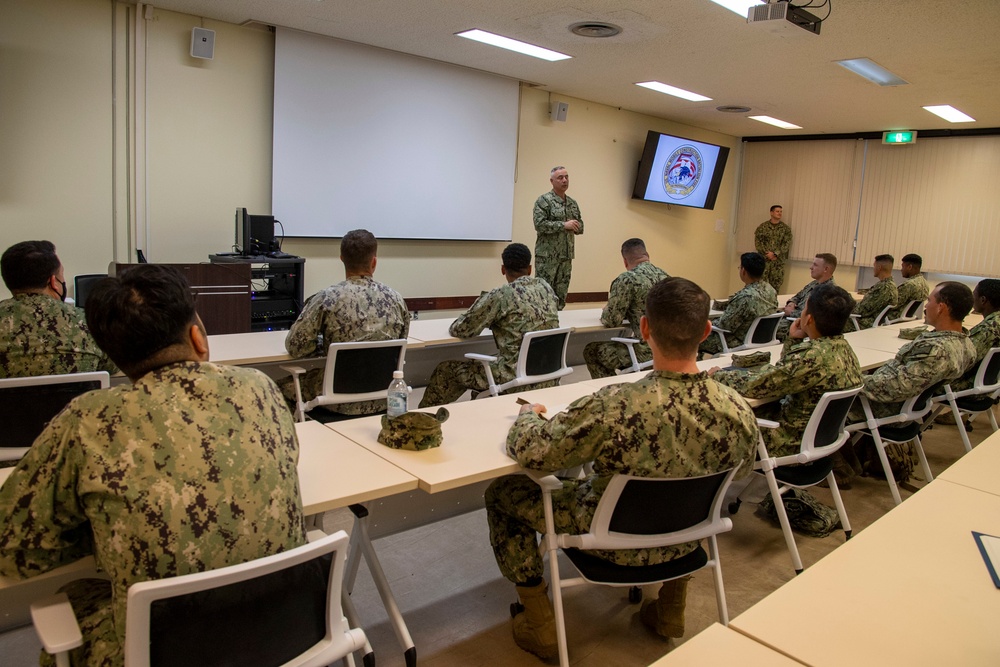 Commander, Naval Facilities Engineering Systems Command visits US Navy Seabees with NMCB-5 onboard Camp Shields