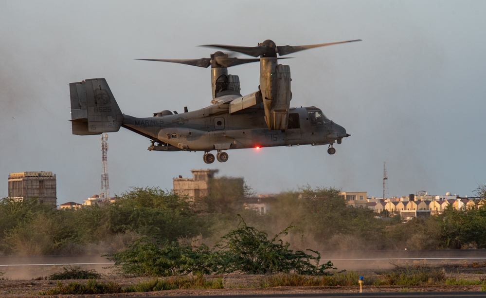 U.S. Marine Ospreys deployed to Djibouti, Africa