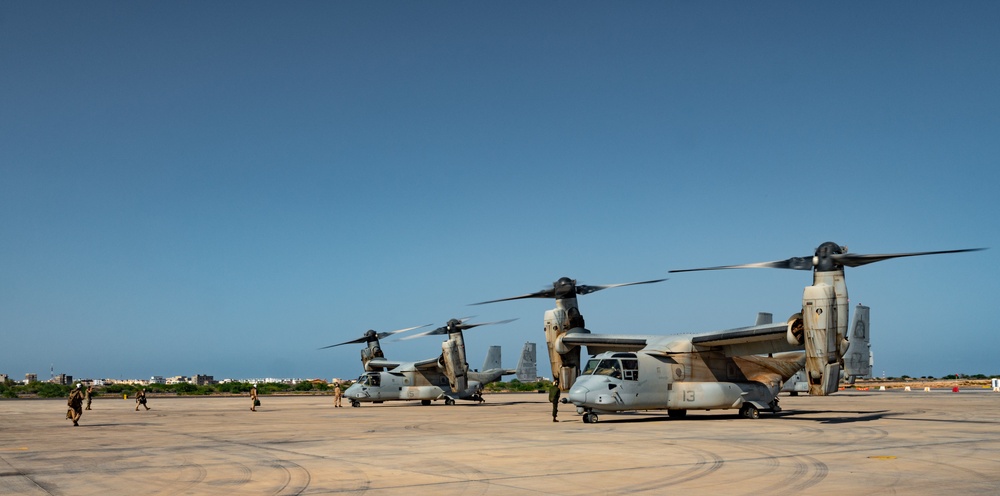 U.S. Marine Ospreys deployed to Djibouti, Africa