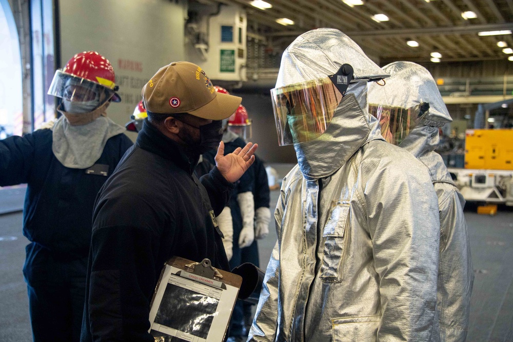 USS America Sailors Conduct Firefighting Drills