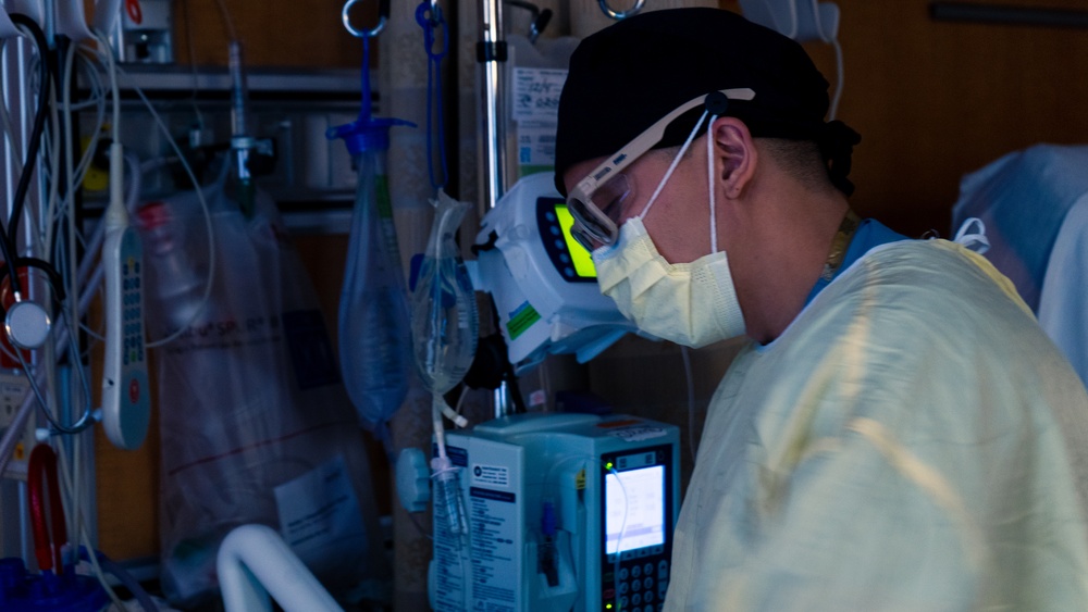 U.S. Army Officer Cares for Civilian Patient at Beaumont Hospital in Dearborn.