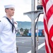 USS Charleston Sailor Participates in Evening Colors