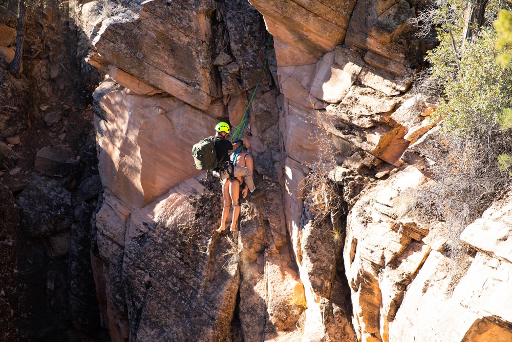 On the line, rescue training with ropes