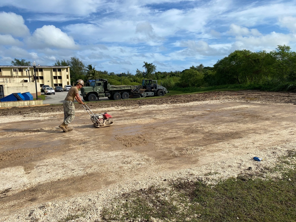 US Navy Seabees with Naval Mobile Construction Battalion 5 support Naval Base Guam