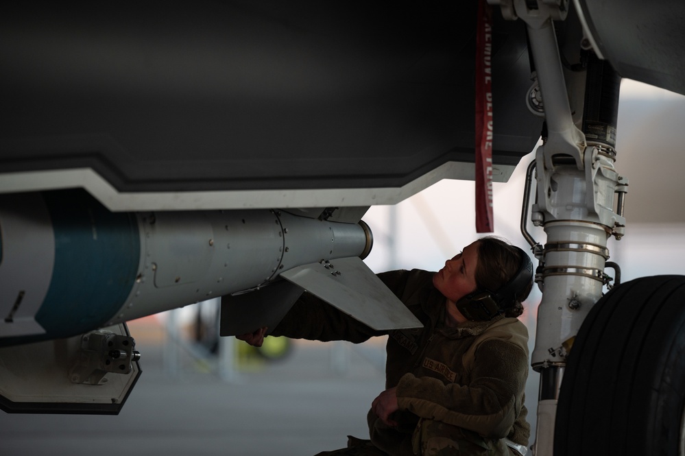 354th AEW F-35A Lightning II weapons loading during Iron Dagger