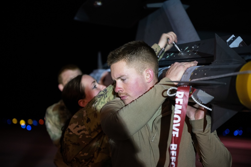 354th AEW F-35A Lightning II weapons loading during Iron Dagger