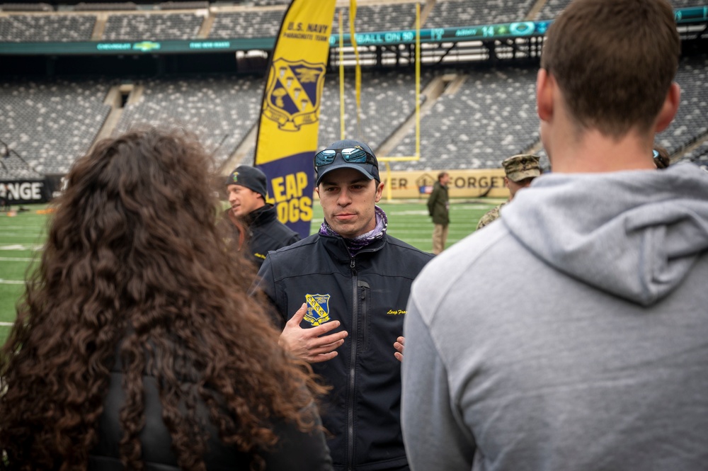 The Leap Frogs practice jump for the Army-Navy game