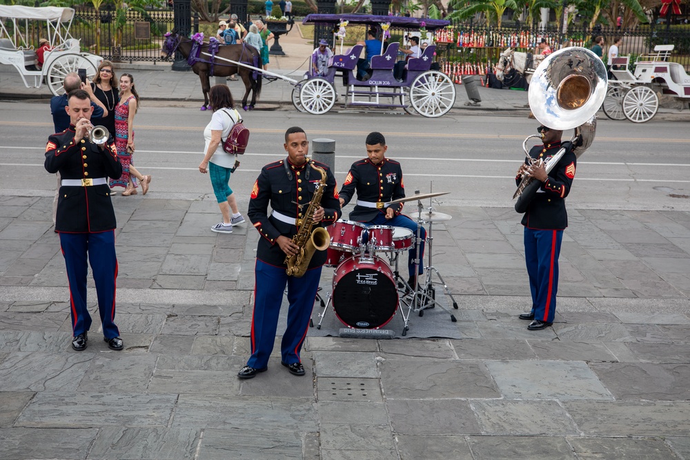 Marine Forces Reserve Band Plays Downtown New Orleans