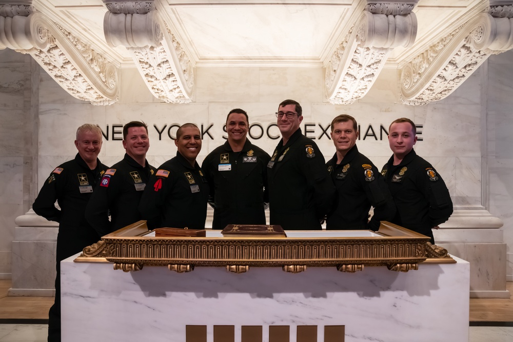 U.S. Army Parachute Team visits the New York Stock Exchange for Closing Bell