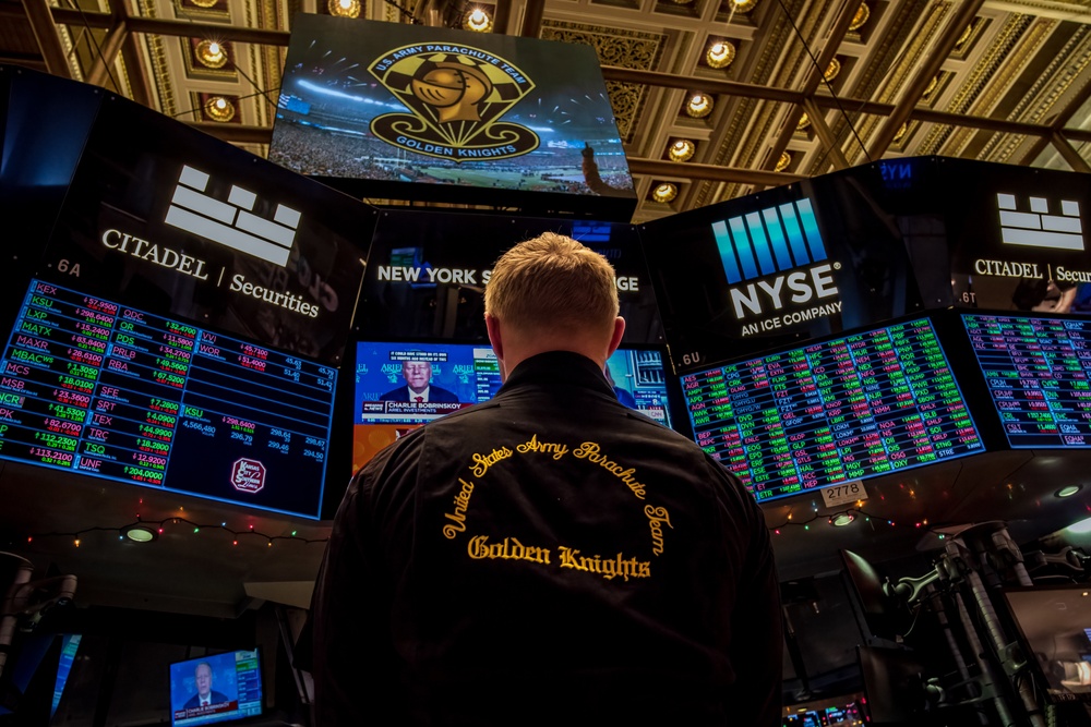 U.S. Army Parachute Team visits the New York Stock Exchange for Closing Bell