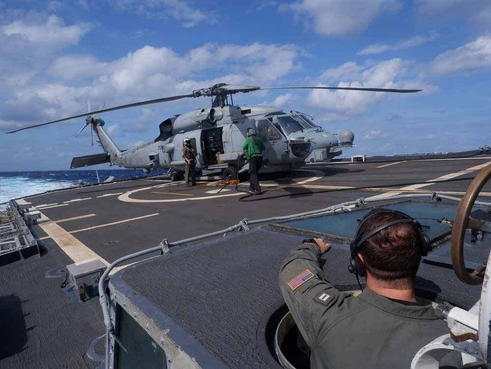 Flight operations continue for USS Lake Champlain in the Philippine Sea