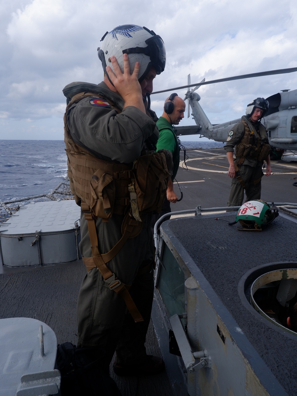 Flight operations continue for USS Lake Champlain in the Philippine Sea