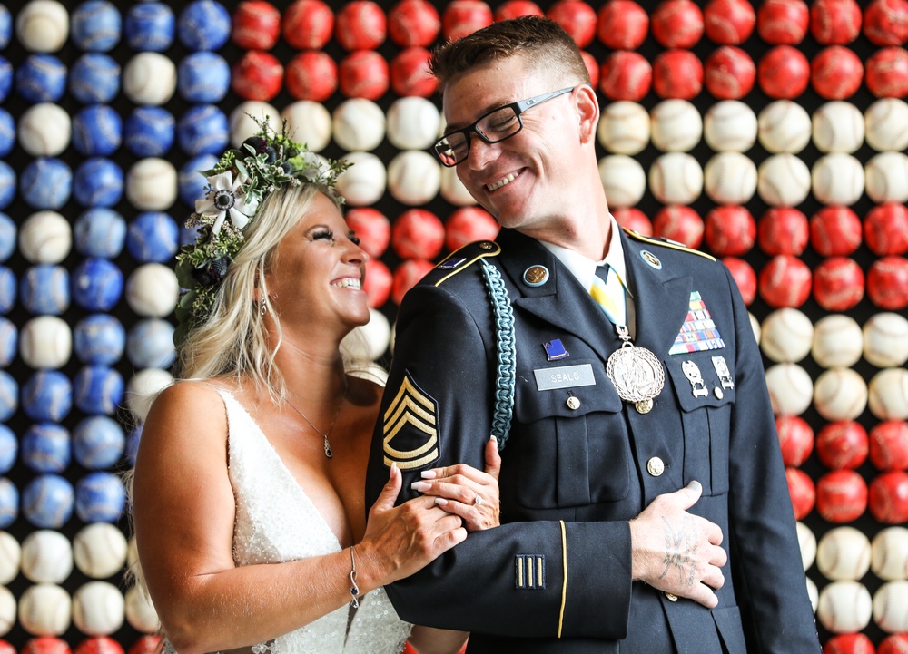 Guardsman and Marine wed at Padres Game