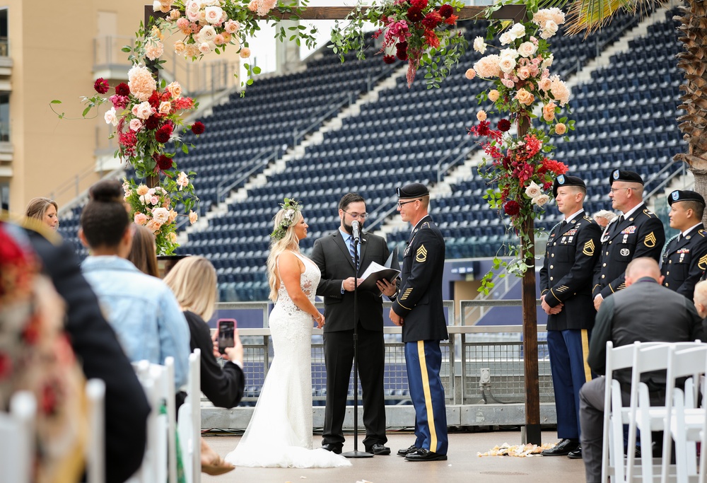 Guardsman and Marine wed at Padres Game