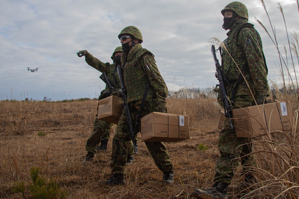 RD21 Marines and JGSDF conduct aerial resupply training