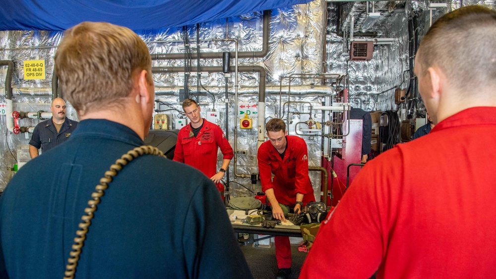 USS Charleston Sailors Conduct CBR Training