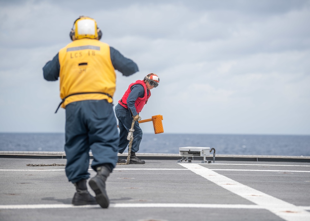 USS Charleston Sailors Conduct Flight Operations