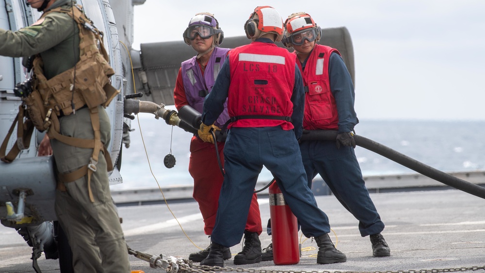 USS Charleston Sailors Conduct Flight Operations