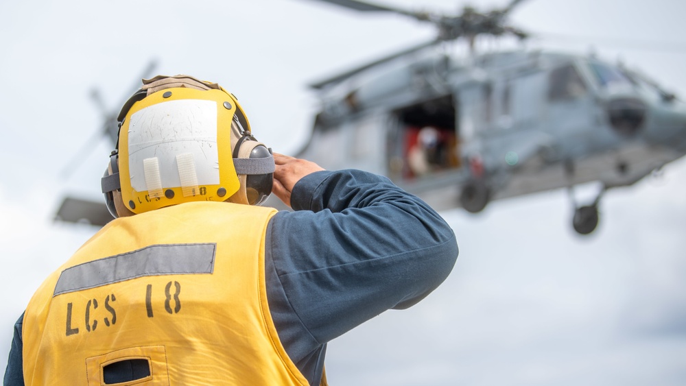 USS Charleston Sailors Conduct Flight Operations