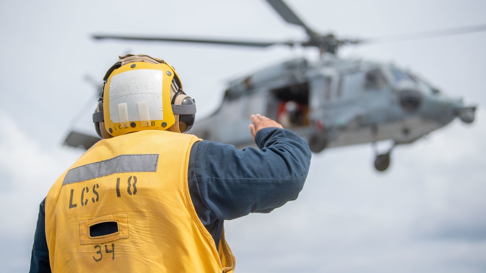 USS Charleston Sailors Conduct Flight Operations