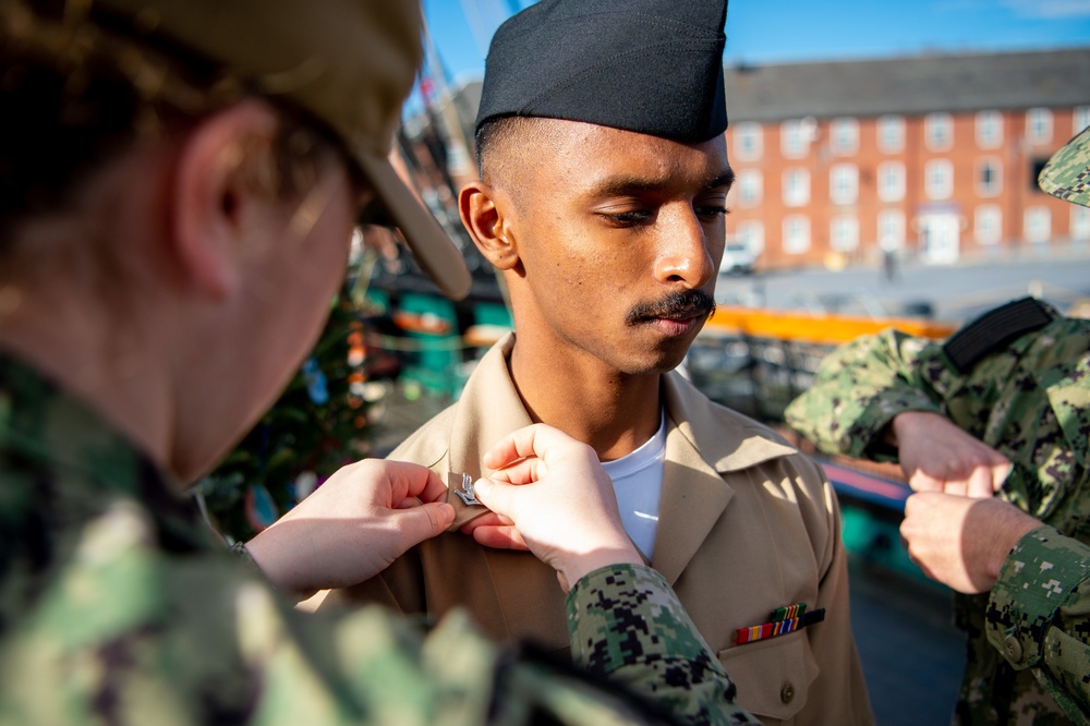 Sailors Aboard USS Constitution Receive Promotion