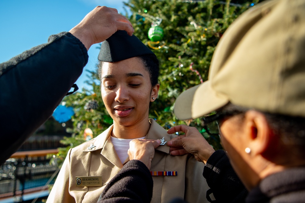 Sailors aboard USS Constitution receive promotion