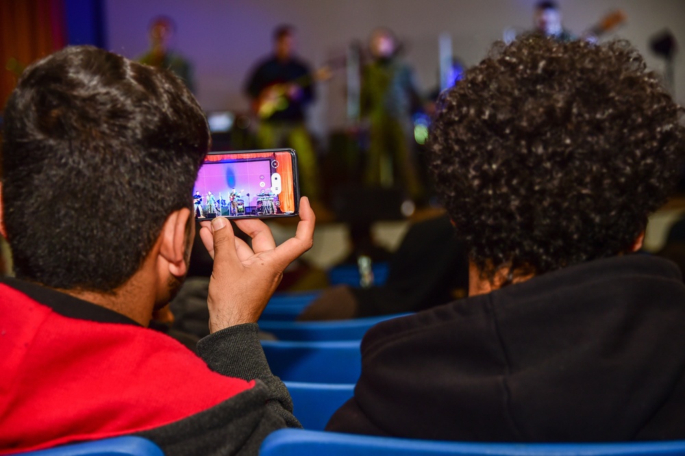 U.S. Fleet Forces Band Plays for Afghan Evacuees at Fort Pickett
