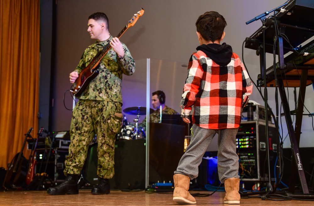 U.S. Fleet Forces Band Plays for Afghan Evacuees at Fort Pickett