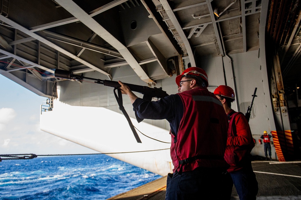 Truman is operating as part of the Harry S. Truman Carrier Strike Group in the Atlantic Ocean in support of naval operations.