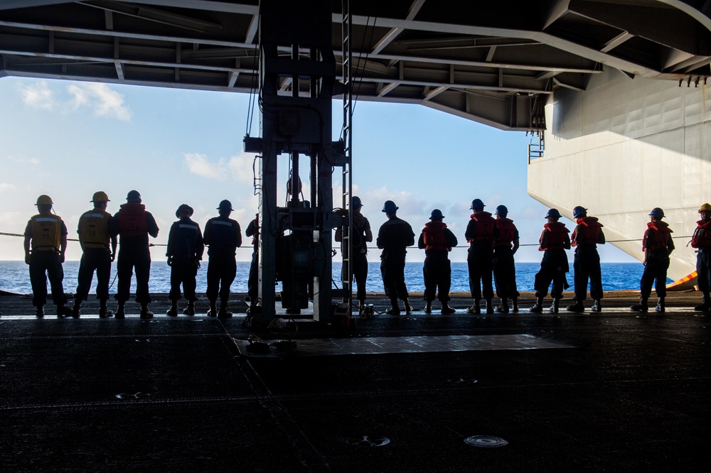 Truman is operating as part of the Harry S. Truman Carrier Strike Group in the Atlantic Ocean in support of naval operations.